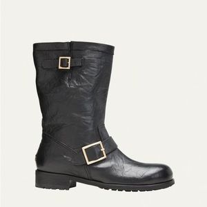 JIMMY CHOO
Leather Short Biker Boots